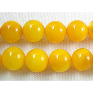 freshwater shell beads, round, dyed, yellow