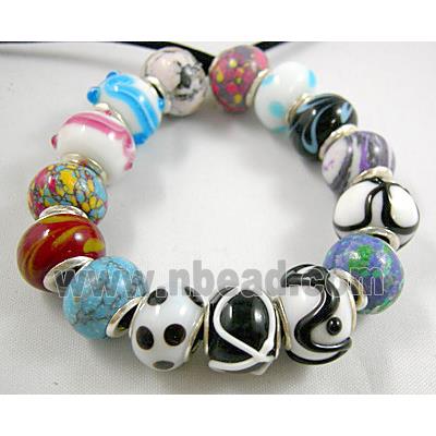 Bead, Sterling Silver Core, Mix color Lampwork Beads