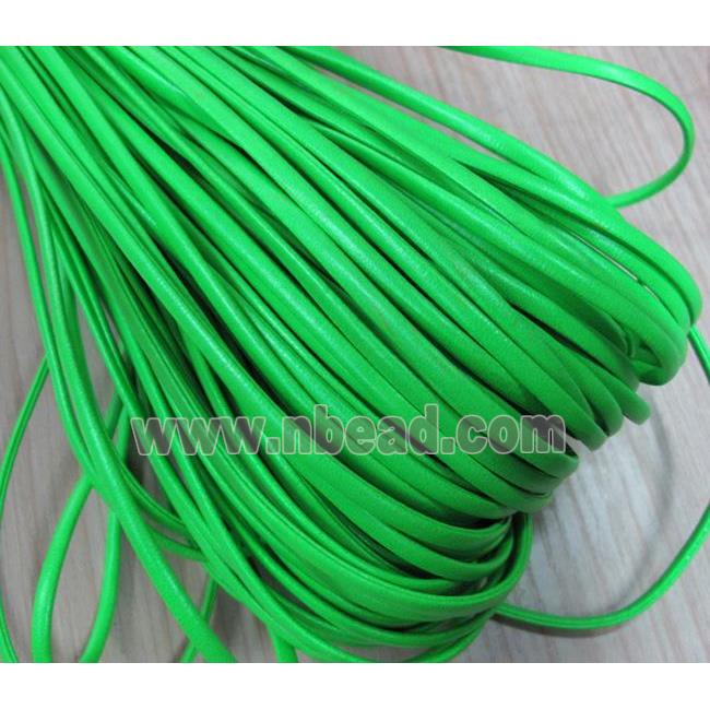 PU leather Cord, flat, green