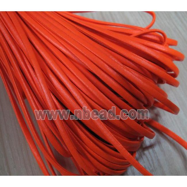 PU leather Cord, flat, orange