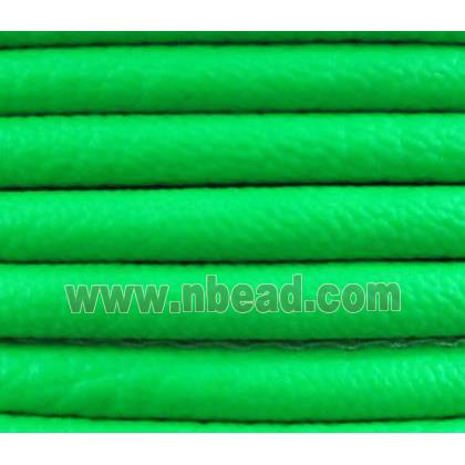 PU leather Cord, round, green