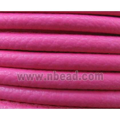 PU Leather Cord, round, hotpink