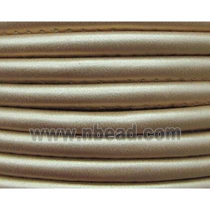 PU leather Cord, round, gold plated