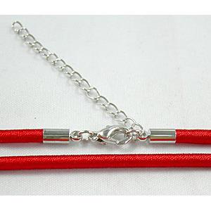 Rubber Necklace Cord, silk-braiding, Red