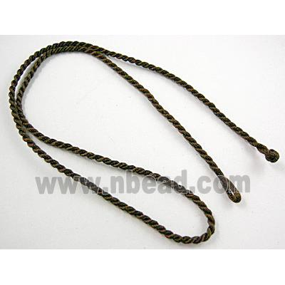 Sennit Necklace Cord, Rattail Nylon, Coffee