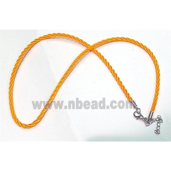 Rattail Nylon, Sennit Necklace Cord, copper connector, orange