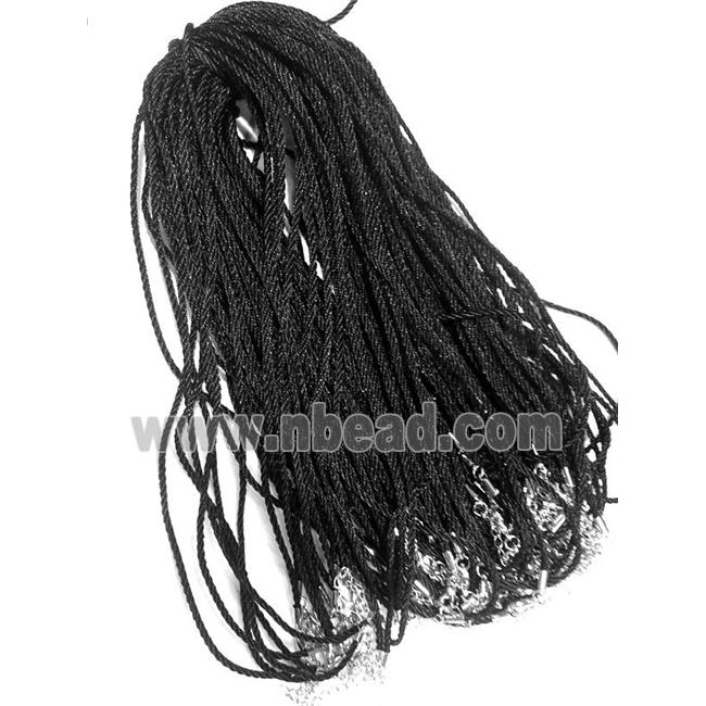 Rattail Nylon, Sennit Necklace Cord, copper connector, black