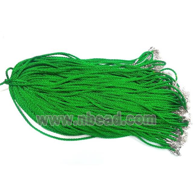 Rattail Nylon, Sennit Necklace Cord, copper connector, green