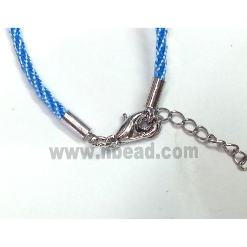 Rattail Nylon, Sennit Necklace Cord, copper connector, blue