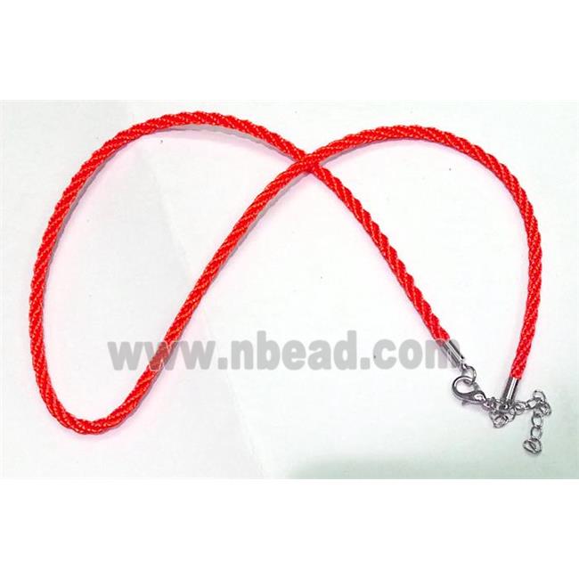 Rattail Nylon, Sennit Necklace Cord, copper connector, red