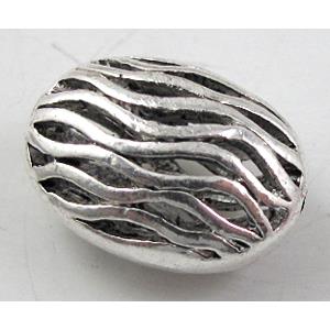 Tibetan Silver Charms Flat Oval Spacer