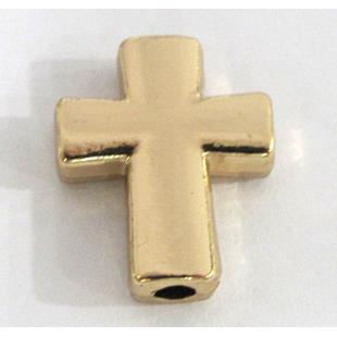 Tibetan silver cross beads, Non-nickel, gold plated