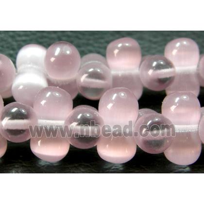 Cats eye beads, peanut, light purple