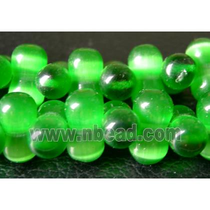 Cats eye beads, peanut, green