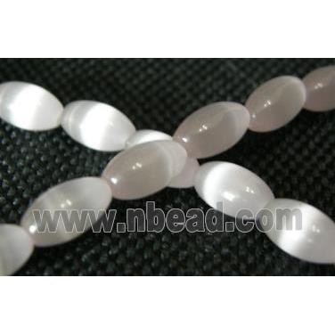 Cats eye beads, rice, white