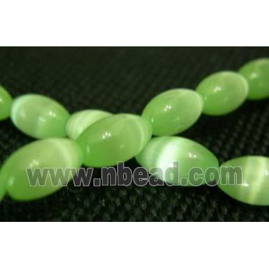 Cats eye beads, rice, green