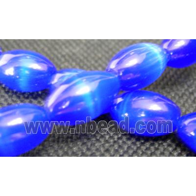 Cats eye beads, rice, deep blue