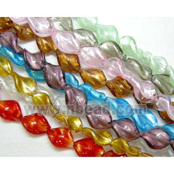 Mix Handmade Twist Silver Foil Glass Bead