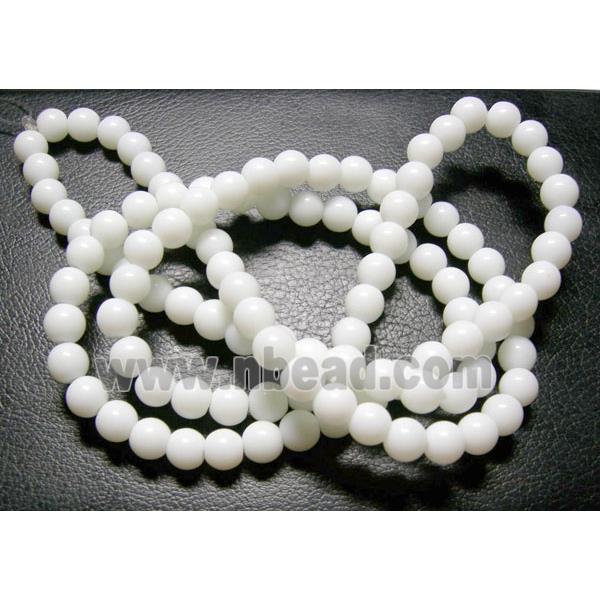 round Glass Beads, milk white