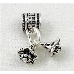 Thailand Sterling Silver bead, antique silve, approx 6-10mm, 3mm hole