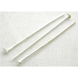 sterlling Silver Head Pins, 0.6x50mm