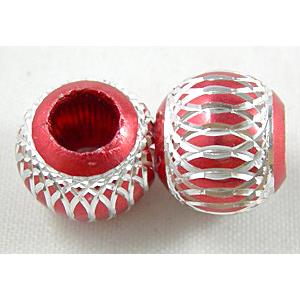 Red Aluminium Spacer Beads, 16mm dia