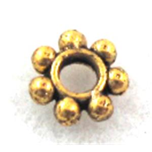 Antique Golden Tibetan Silver Daisy Spacer beads, 4mm dia