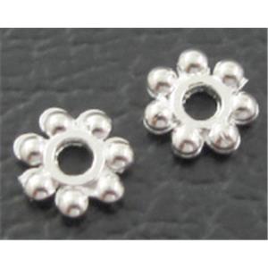 Silver  plated Tibetan Silver Daisy Spacer, 4mm dia