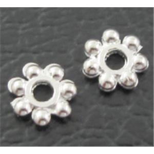 Silver plated Tibetan Silver DAISY SPACER beads, 5mm dia