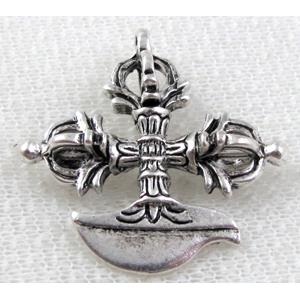 Tibetan Silver Charms Non-Nickel, 31x33mm