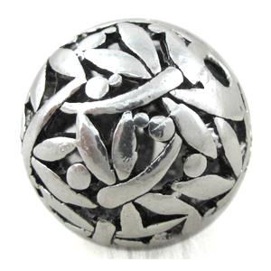 Hollow Tibetan Silver beads ball, lead free and nickel free, approx 25mm dia