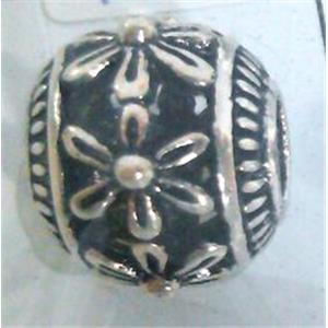 Tibetan Silver Beads, hollow, lead free and nickel free, approx 9mm dia, 4mm hole