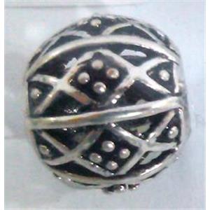 Tibetan Silver Beads, hollow, lead free and nickel free, approx 15mm dia, 7mm hole