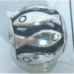 round tibetan silver hollow beads, lead free and nickel free, approx 15mm dia, 7mm hole