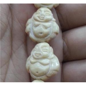 antique cattle bone buddha beads, approx 20x20mm