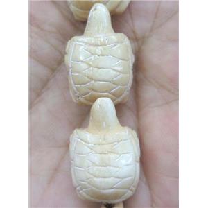 antique cattle bone bead, tortoise, yellow, approx 17-25mm