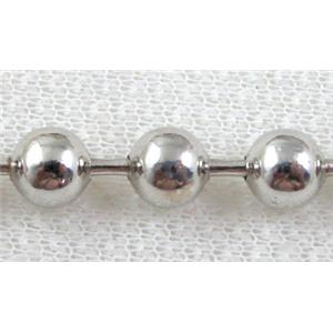 round Ball Chain, iron, platinum plated, 2mm dia