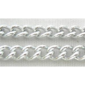 Silver Plated  Alumininum Chains, 3x4mm