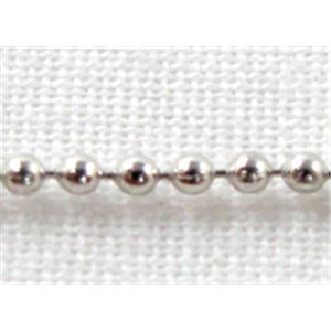 round ball-chain, copper, platinum plated, 1.2mm ball