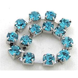 aquamarine rhinestone chain, platinum plated, approx 2.3-2.4mm rhinestone