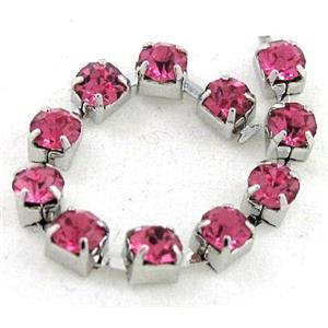 hotpink rhinestone chain, platinum plated, approx 3-3.2mm rhinestone