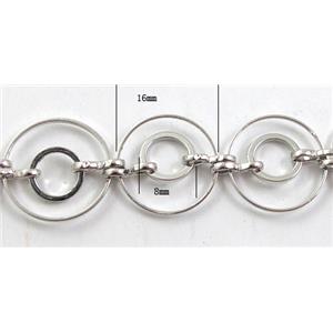 Handcraft copper chain, 16mm dia, 8mm dia, platinum plated