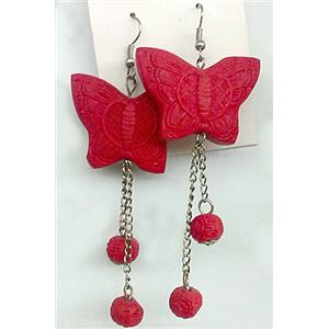 Butterfly, Cinnabar Earring, 24x35mm, 80mm length