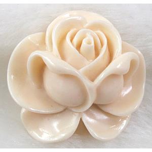 Compositive coral rose, Pendant, White, 36mm dia