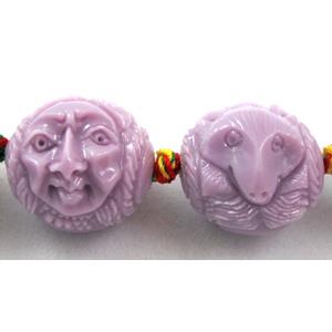 Compositive coral bead, face and fox, 16x20mm, 16pcs per st