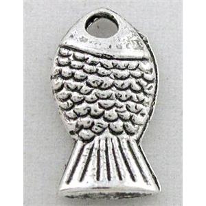 tibetan silver alloy fish pendant, Non-Nickel, approx 7x14mm