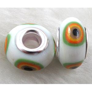 Fimo Polymer Clay Beads, 15-16mm dia, 9-10mm thick, hole:5.5mm