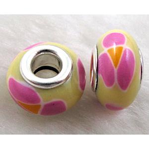 Fimo Polymer Clay Beads, 15-16mm dia, 9-10mm thick, hole:5.5mm