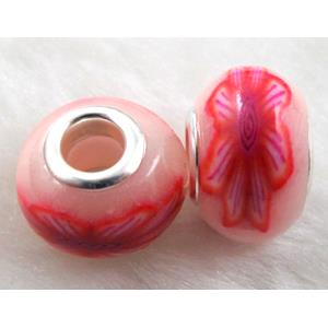 Fimo Polymer Clay Beads, 15-16mm dia, 9-10mm thick, hole:5.5mm