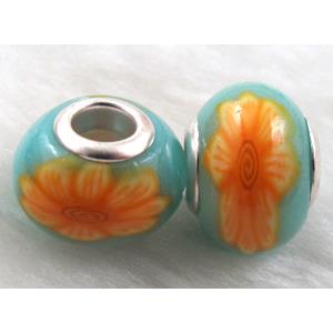 Fimo Polymer Clay Beads, 15-16mm dia, 9-10mm thick, hole:5.5mm